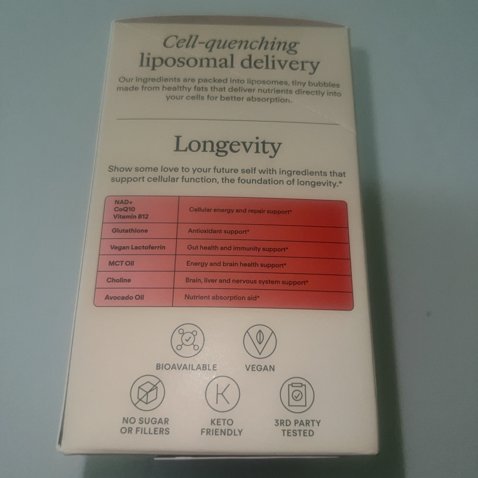 Longevity – Liposomal NAD+ Glutathione Supplement W/Liquid NAD+, Coq10, B12, MCT