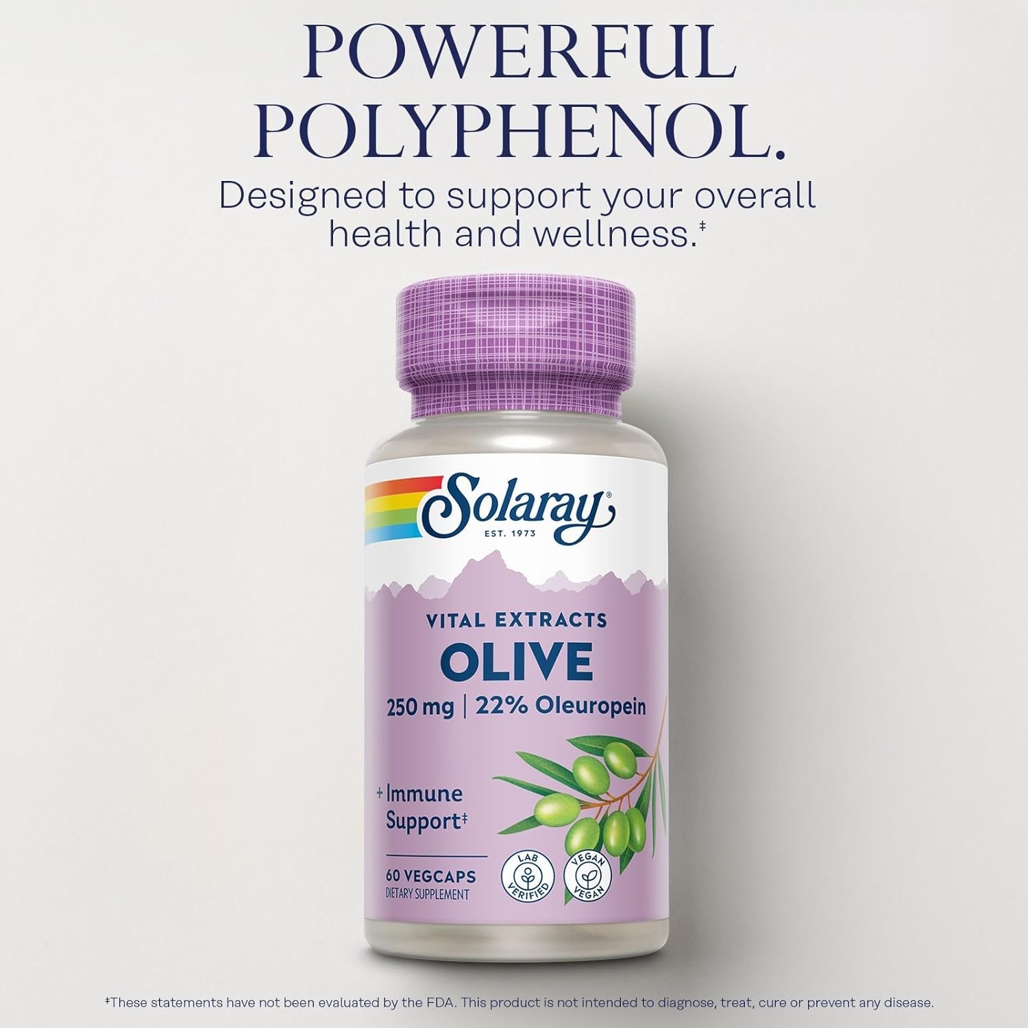 Olive 250mg – Olive Leaf Extract Capsules with 22% Oleuropein, Plus Lemon Balm