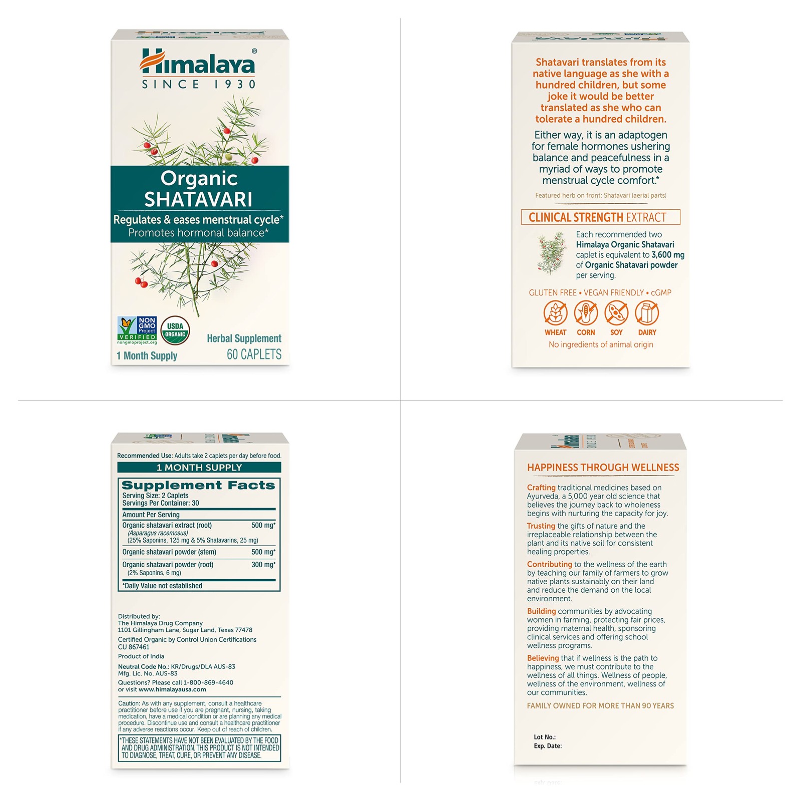 Himalaya USDA Organic Shatavari Capsules – 60 Count (Pack of 1), Multicolour