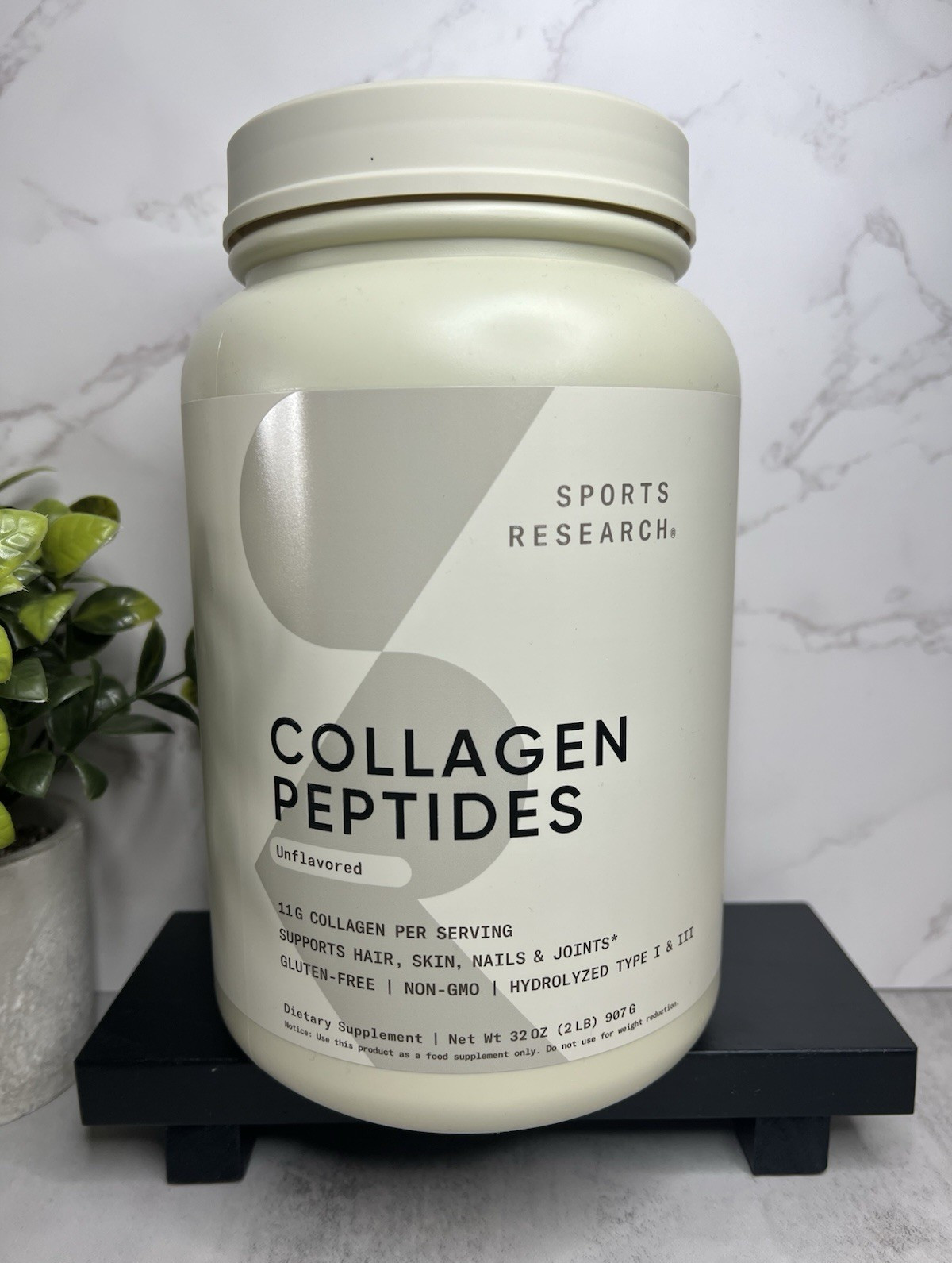 Sports Research Collagen Peptides Powder Unflavored Hydrolyzed 32oz Exp 02/29