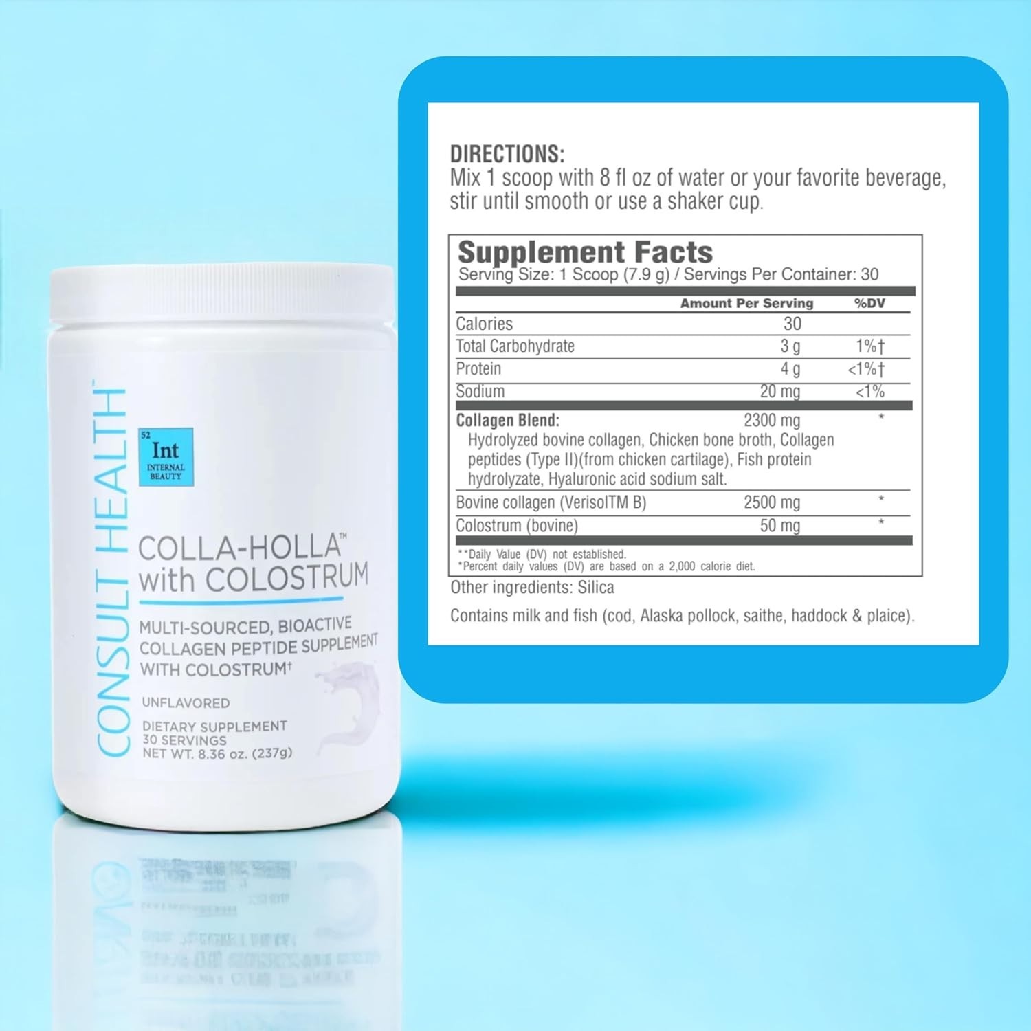 Consult Health Colla-Holla With Collostrum Unflavored 30 Servings – Exp 11/2026