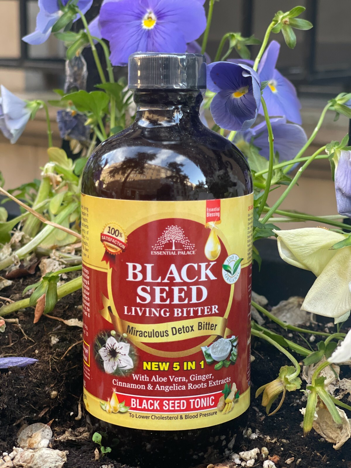 Essential Palace Organic Black Seed Detox Living Bitters Herbal Tonic 16oz