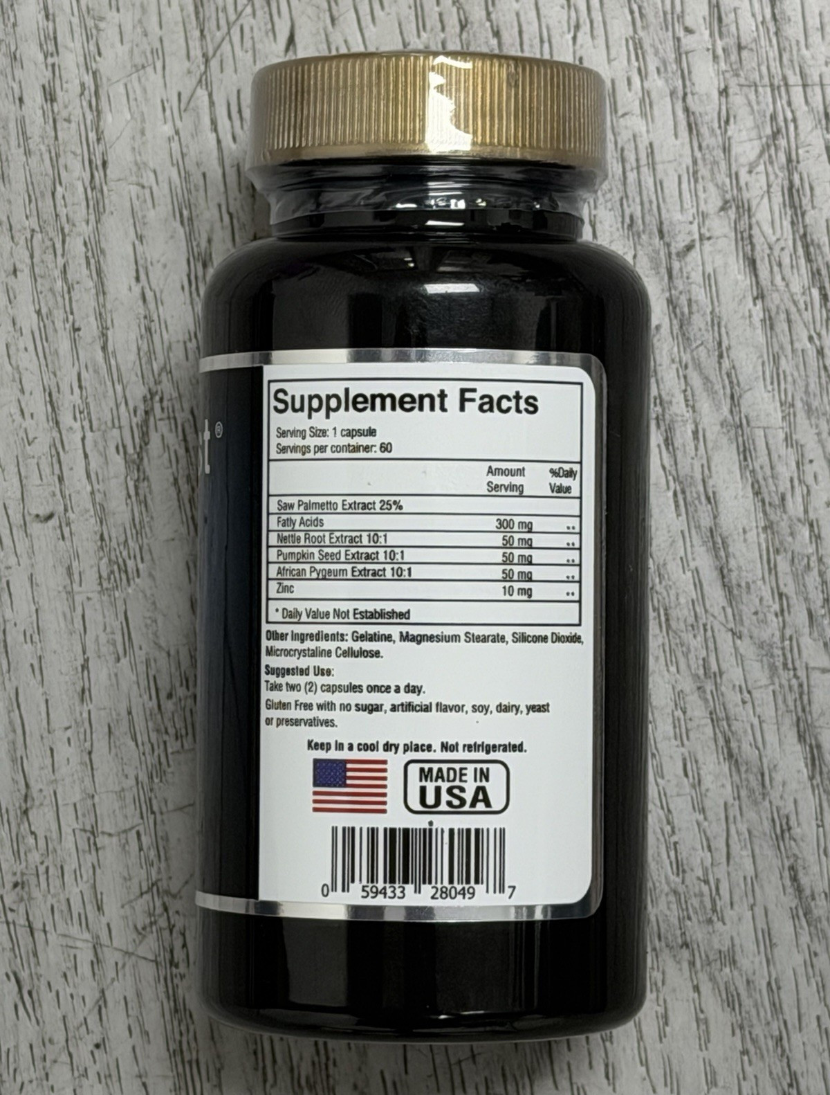 Ultraprost Prostate Supplement Saw Palmetto Pygeum Zinc Gluten-Free 60 Caps