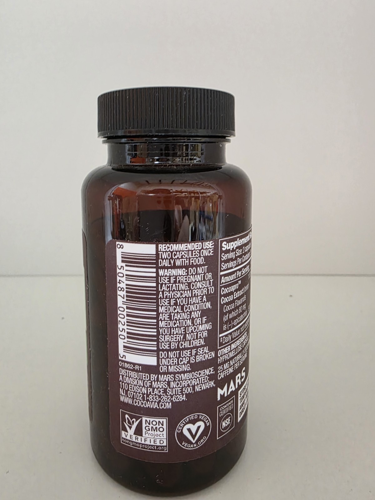 CocoaVia Flavanols 500mg 50 Capsules Cocoa Flavor Dietary Supplement