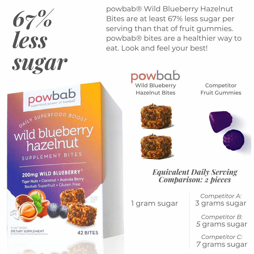 powbab Wild Blueberry Hazelnut Bites – Low Sugar with Organic Ingredients
