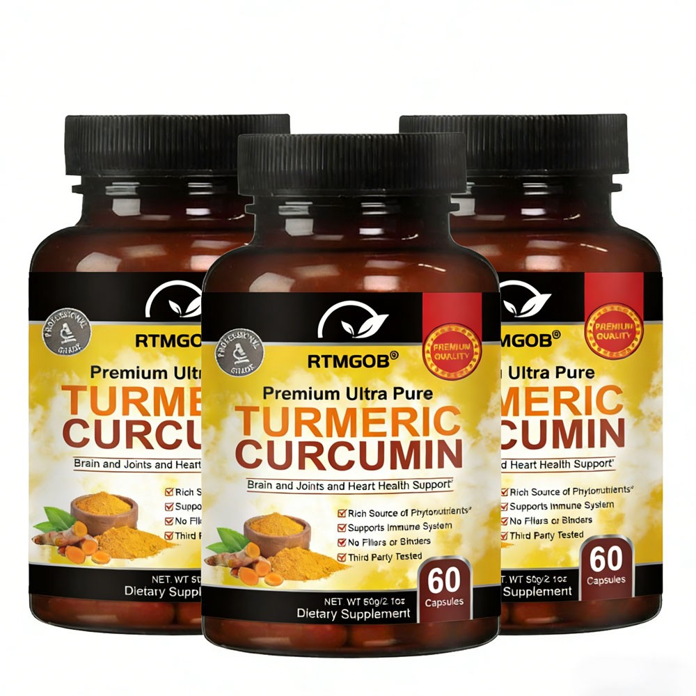 3 Bottles Turmeric Curcumin 2600mg with Ginger & Black Pepper Capsules For Adult