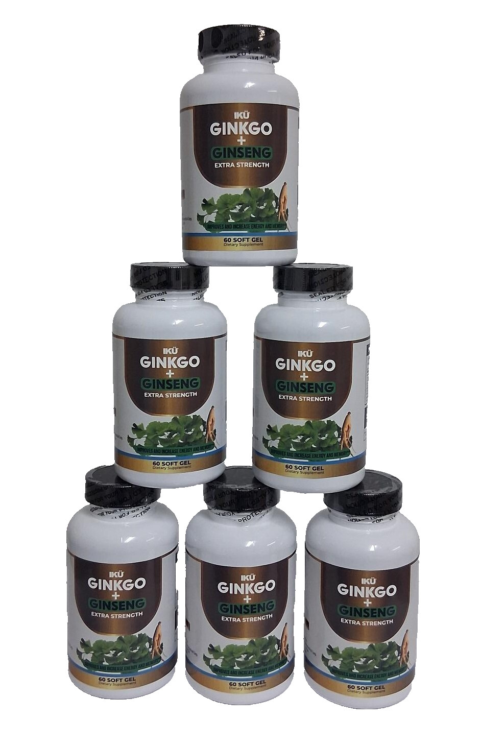 Ginkgo Biloba + Ginseng- Extra Strength -Energy and Memory- 60 Soft gels
