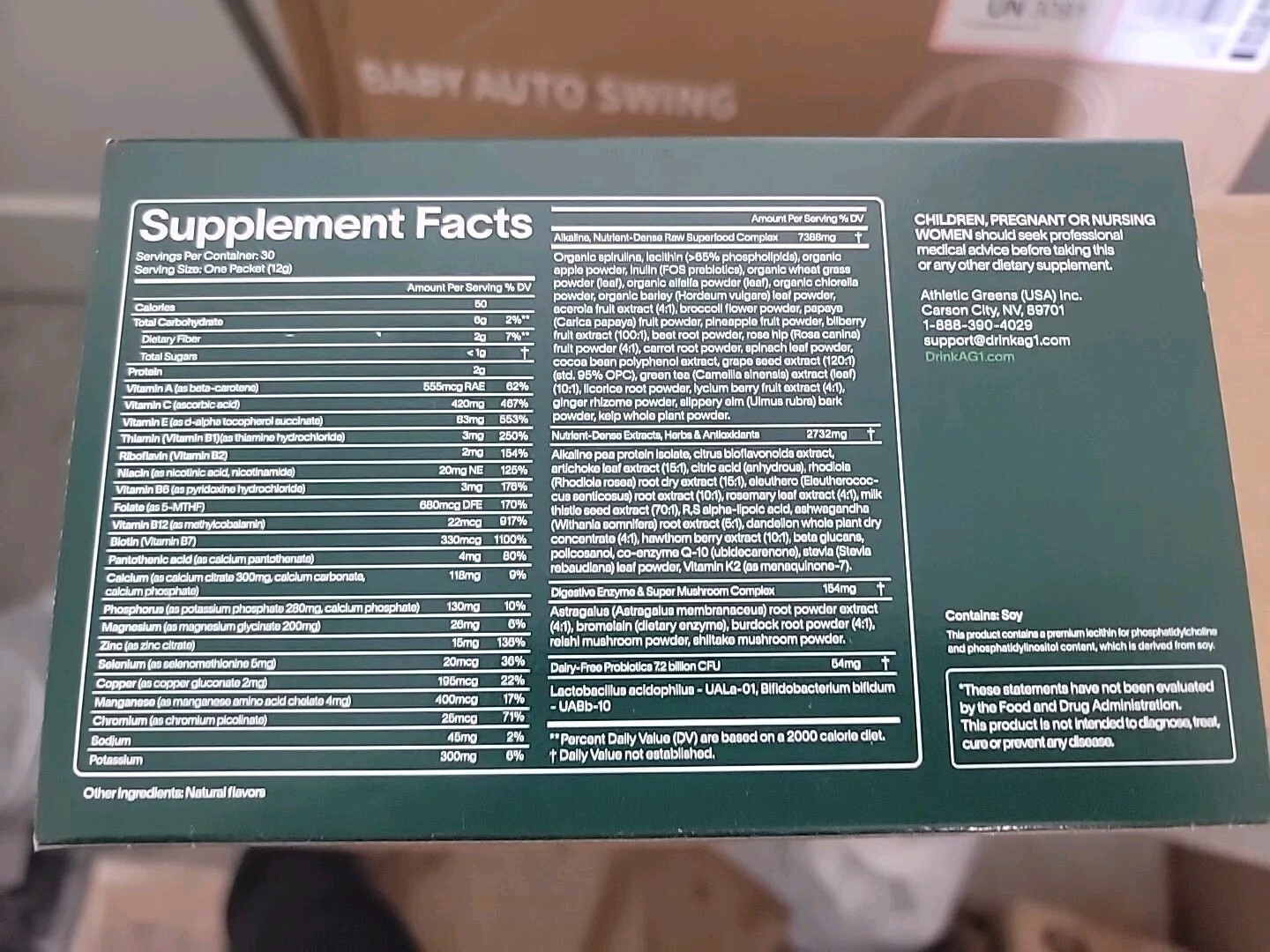 AG1 Comprehensive Convenient Daily Nutrition 30 – 12g Packets Athletic Greens
