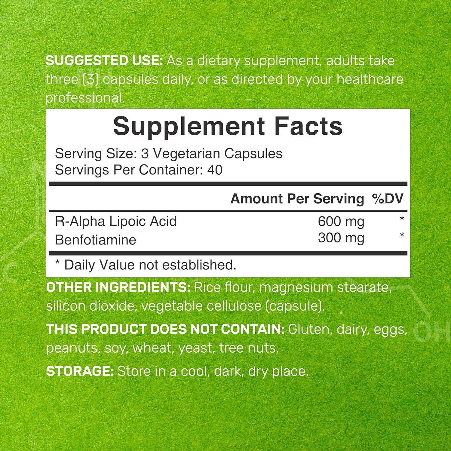 R-Alpha Lipoic Acid 600mg (R-ALA) with Benfotiamine 300mg