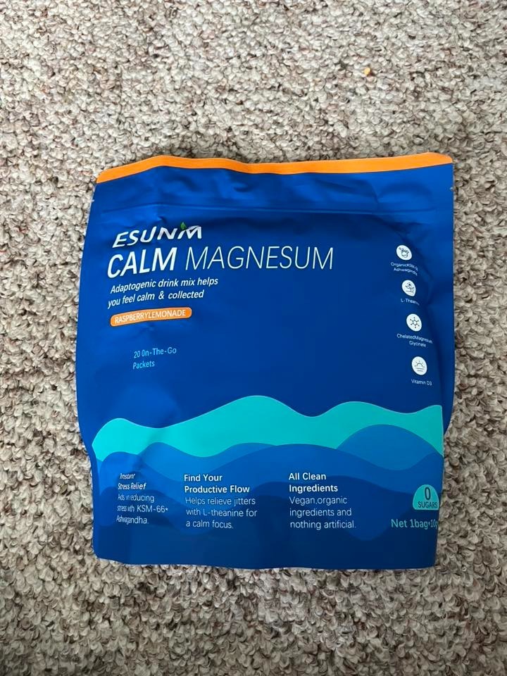 ESUNM Calm Magnesium Raspberry Lemonade Drink Mix Stress Relief 20 Packets