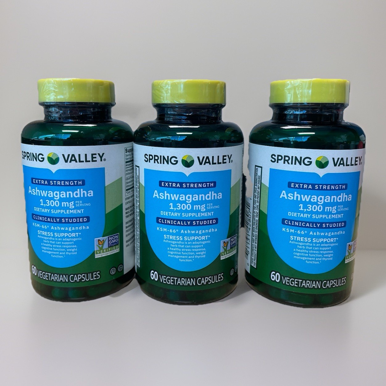 Spring Valley Extra Strength Ashwagandha, KSM-66 Supplement 1300mg 60ct 3 Pack