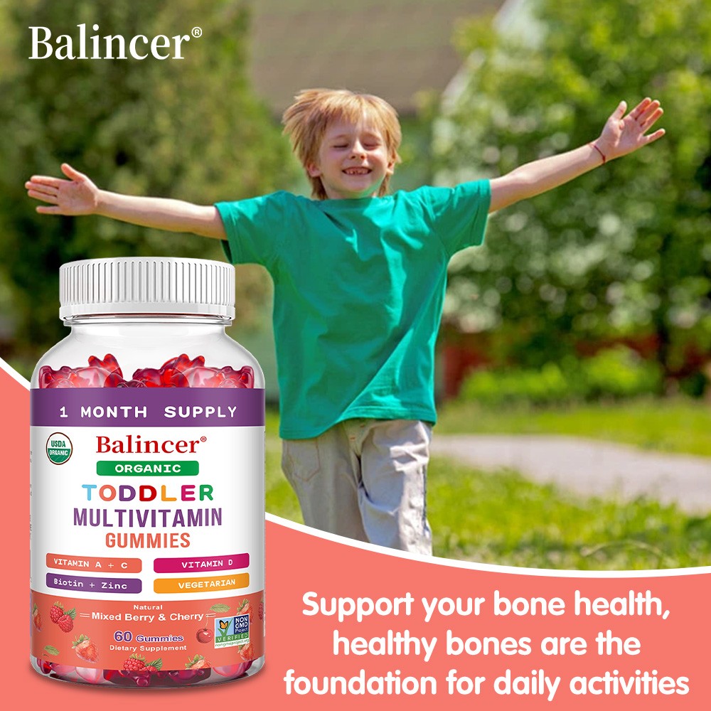 Toddler Multivitamin Gummie,Allergen-Free Kid Vitamin A C D Zinc for Growth 60CT