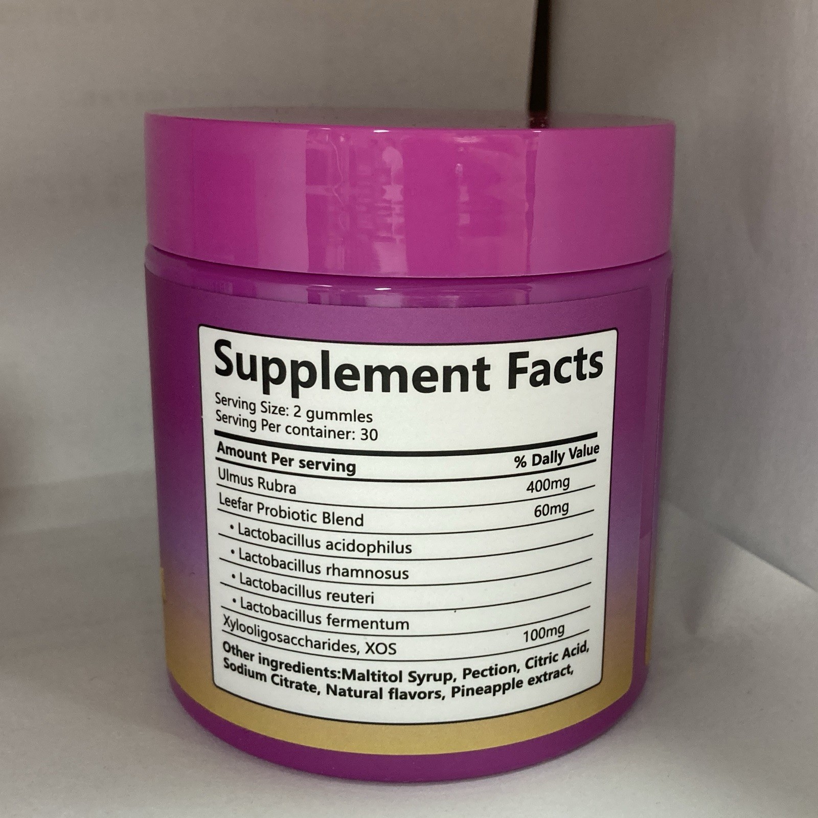 Boqiao Women’s Probiotic + Slippery Elm Pineapple Flavor Gummies 60 Count