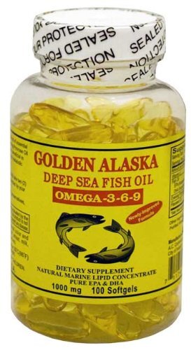 Gold Vitamin Golden Alaska Deep Sea Fish Oil Omega 3 6 9 1000 mg 100 SG