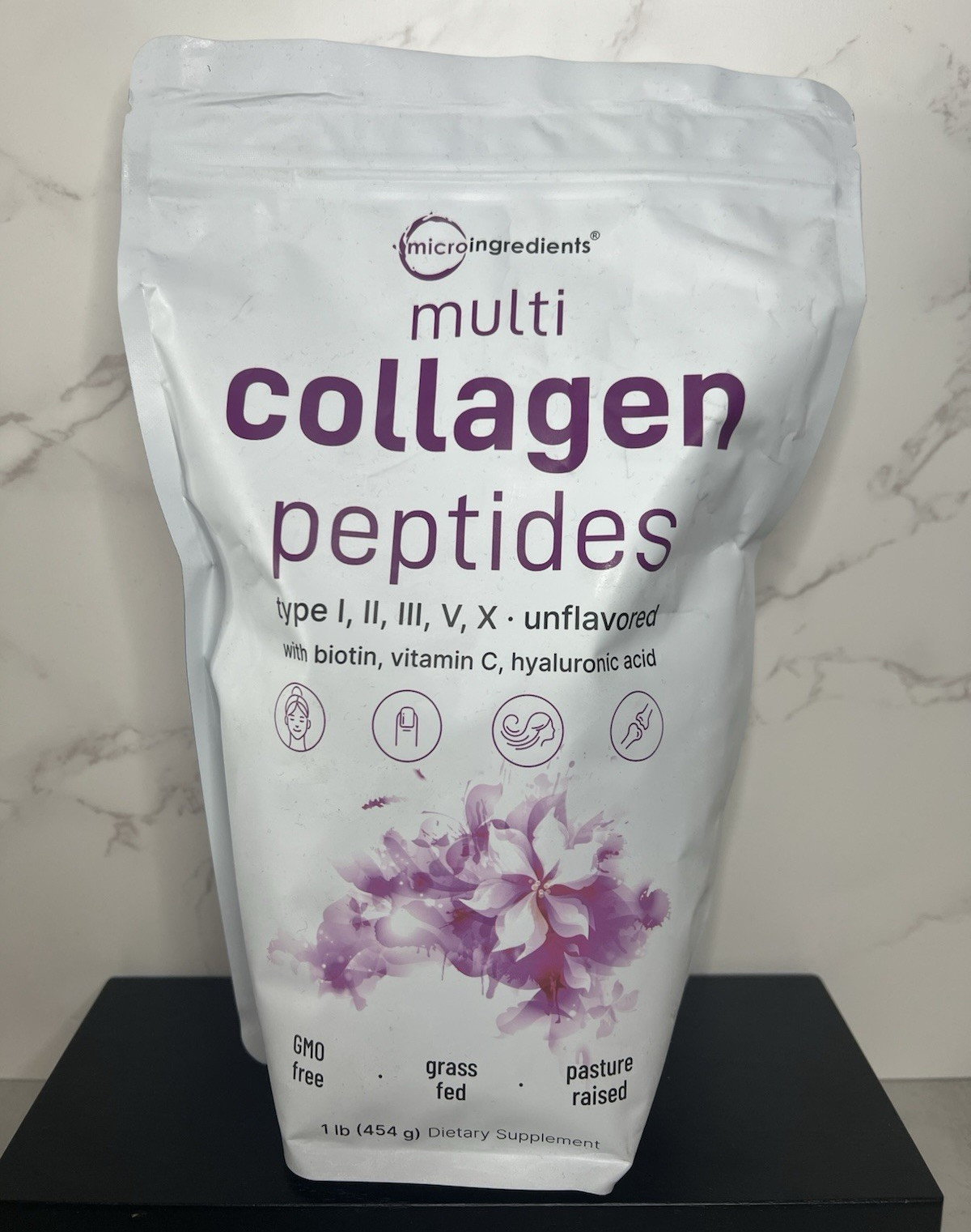 Microingredients Multi Collagen Peptides Powder Unflavored 1 lb Exp 07/2027