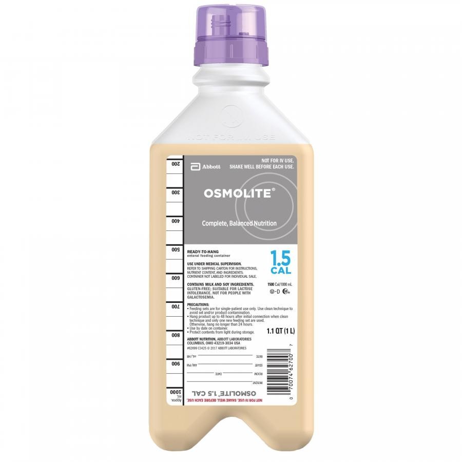 Osmolite 1.5 Cal Tube Feeding Formula Adult Unflavored 33.8oz Bottle ReadyHang 1