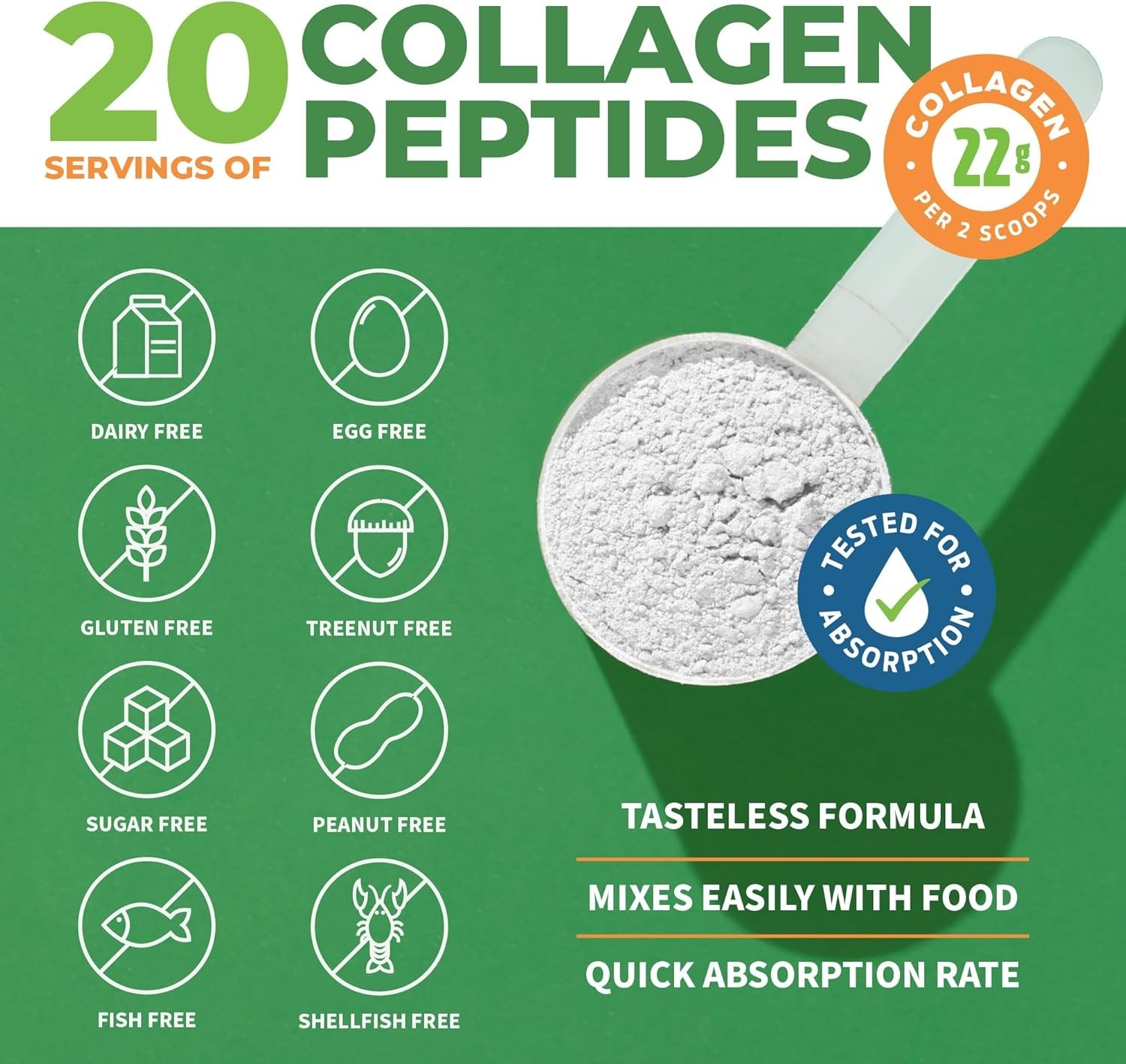 Forest Leaf Hydrolyzed Collagen Peptides Powder Unflavored Protein Powder, 1lb