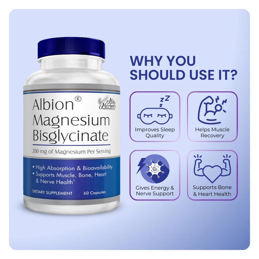 Albion® Magnesium Bisglycinate | For Muscle, Nerves, Relaxation | 60 Capsules