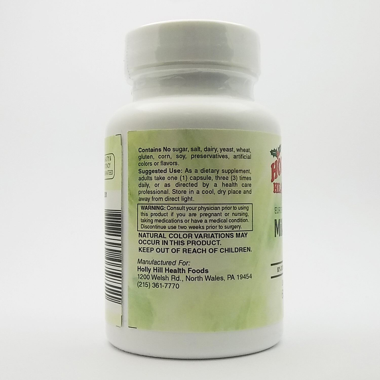 Holly Hill Health Foods, European Standardized Milk Thistle,175 MG,60Caps