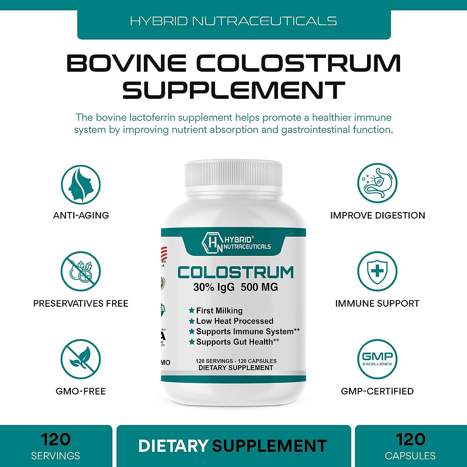 Bovine Colostrum Supplement – 30% IgG Lactoferrin, Immune Support (2 Pack)