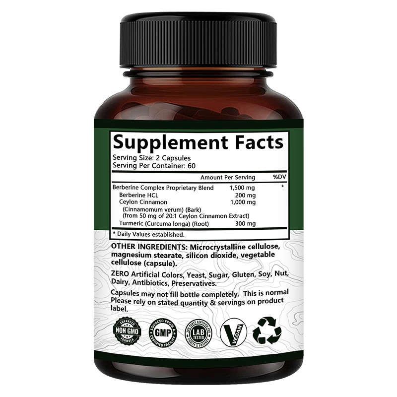 Berberine Ceylon Cinnamon Supports Gut Digestion Heart Health 120 Capsules
