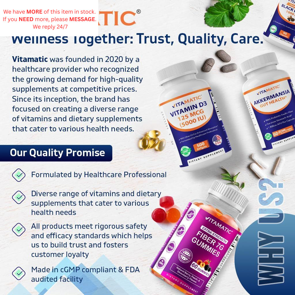 Vitamatic NAC Supplement N-Acetyl-L-Cysteine 1 Count (Pack of 120), No Color