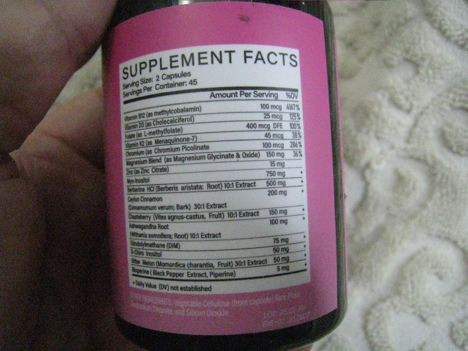 Zoyava Myo-Inositol D-Chiro Inositol Berberine D3+K2 90 Caps Sealed 01/2027