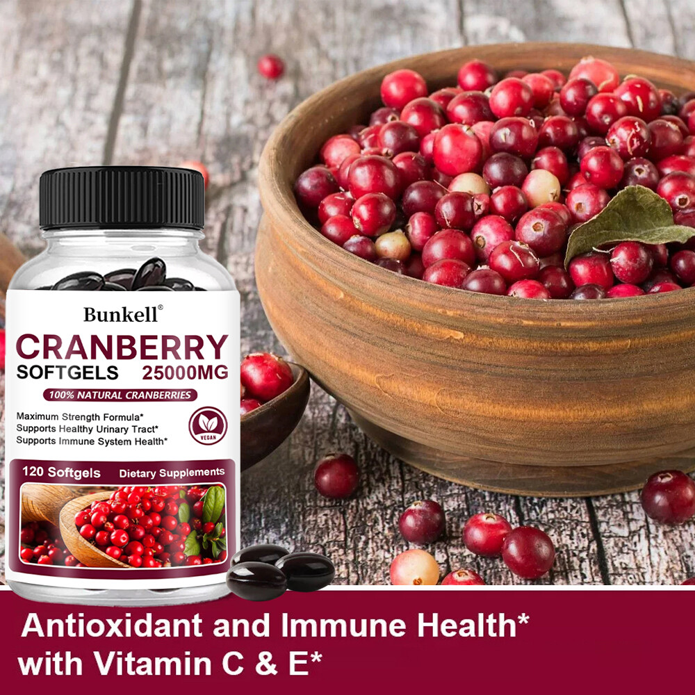 Cranberry Softgels | Maximum Strength | 25,000 mg + Vitamin C