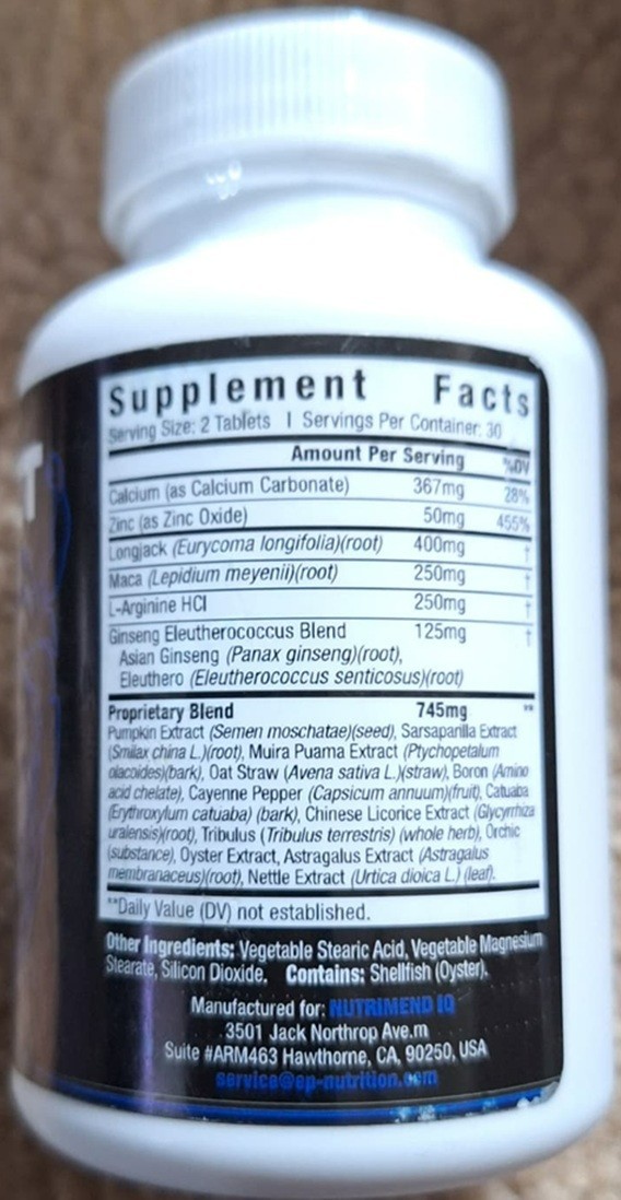 Blood Flow Support for Mens Blood Flow Supplement 60 tablets Exp 04/27