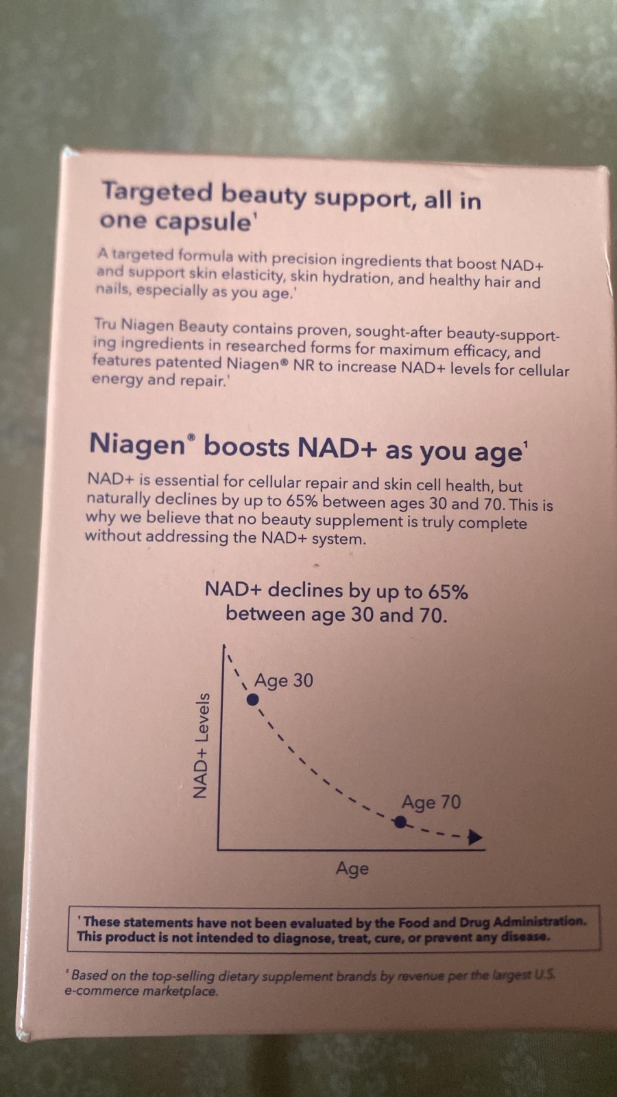 Tru Niagen Beauty Hair Skin Nails Supplement Niagen NR 100mg 30 Veg Capsules