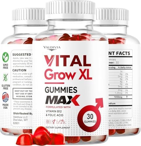Valdivia Vital Grow XL Male 30 Gummies Men’s Health Supplement Made in USA