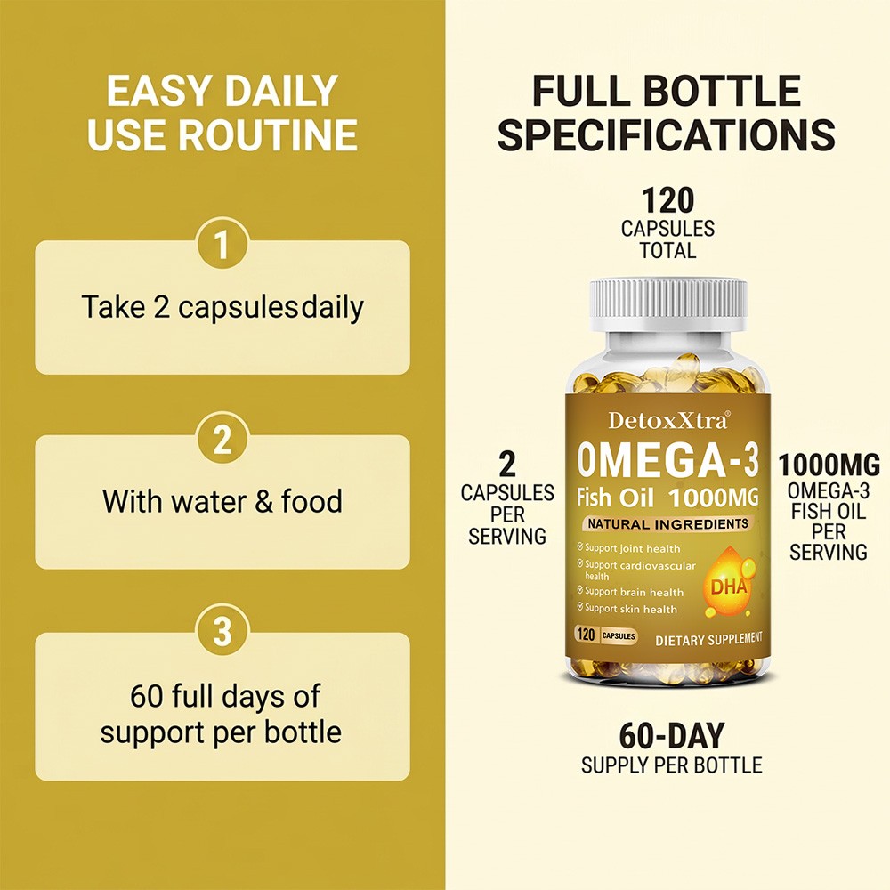 Non-GMO Omega 3 Fish Oil 30~120Caps with Multivitamine,Daily Nutritional Support