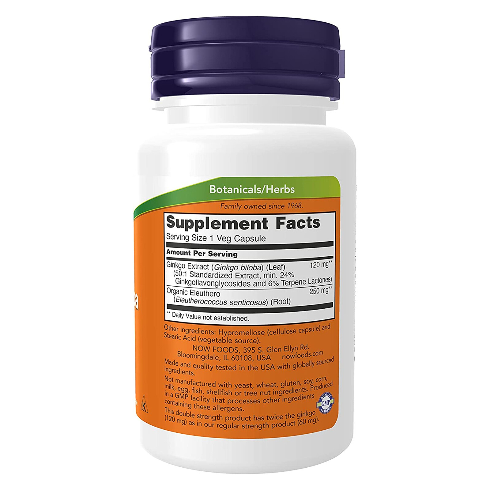 NOW FOODS Ginkgo Biloba Double Strength 120 mg 50 Veg Capsules