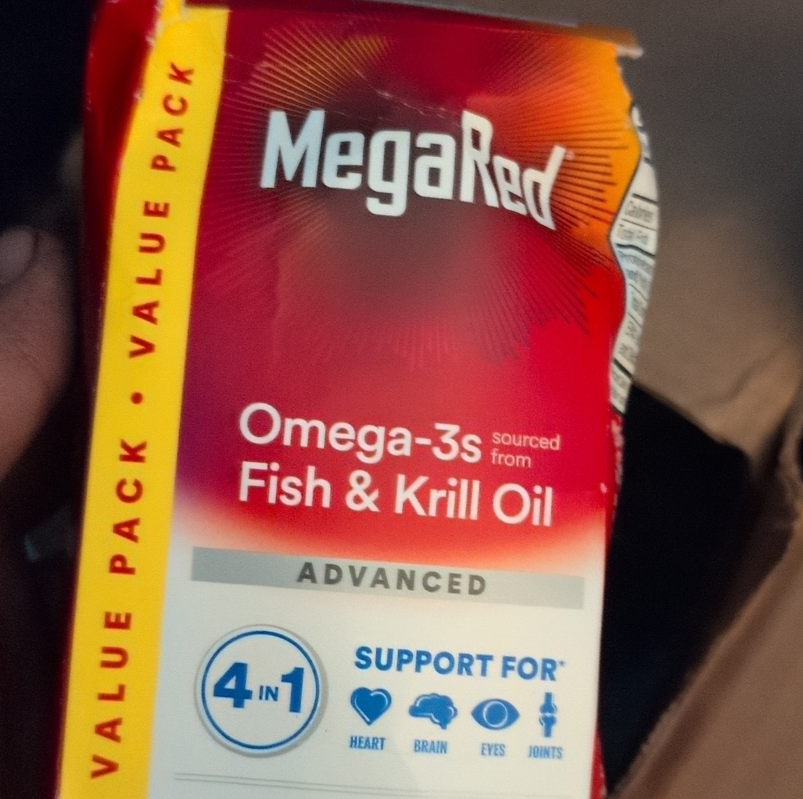 MegaRed Omega-3 Fish & Krill Oil Softgels Heart Brain Eye Joint Vanilla 11/2026