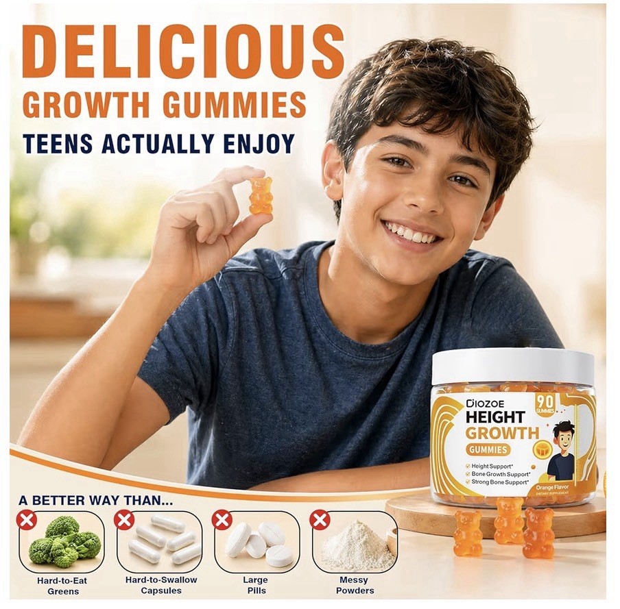 Biozoe Height Growth Gummies Orange Flavor 90 Count for Teens Bone & Joint