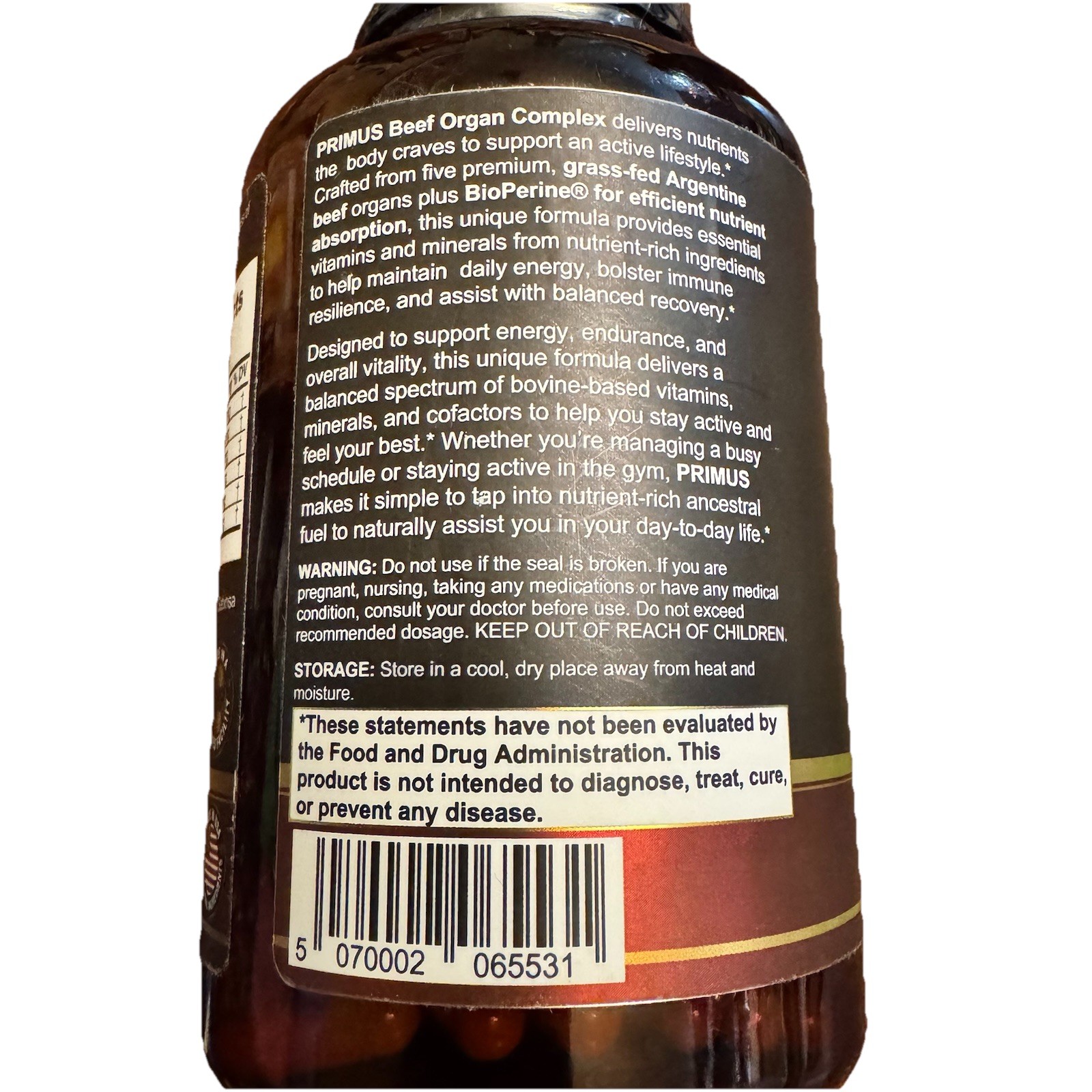 RevSci PRIMUS Grass Fed Beef Organ Complex Superfood 180 Caps 7-2027 NEW Sealed