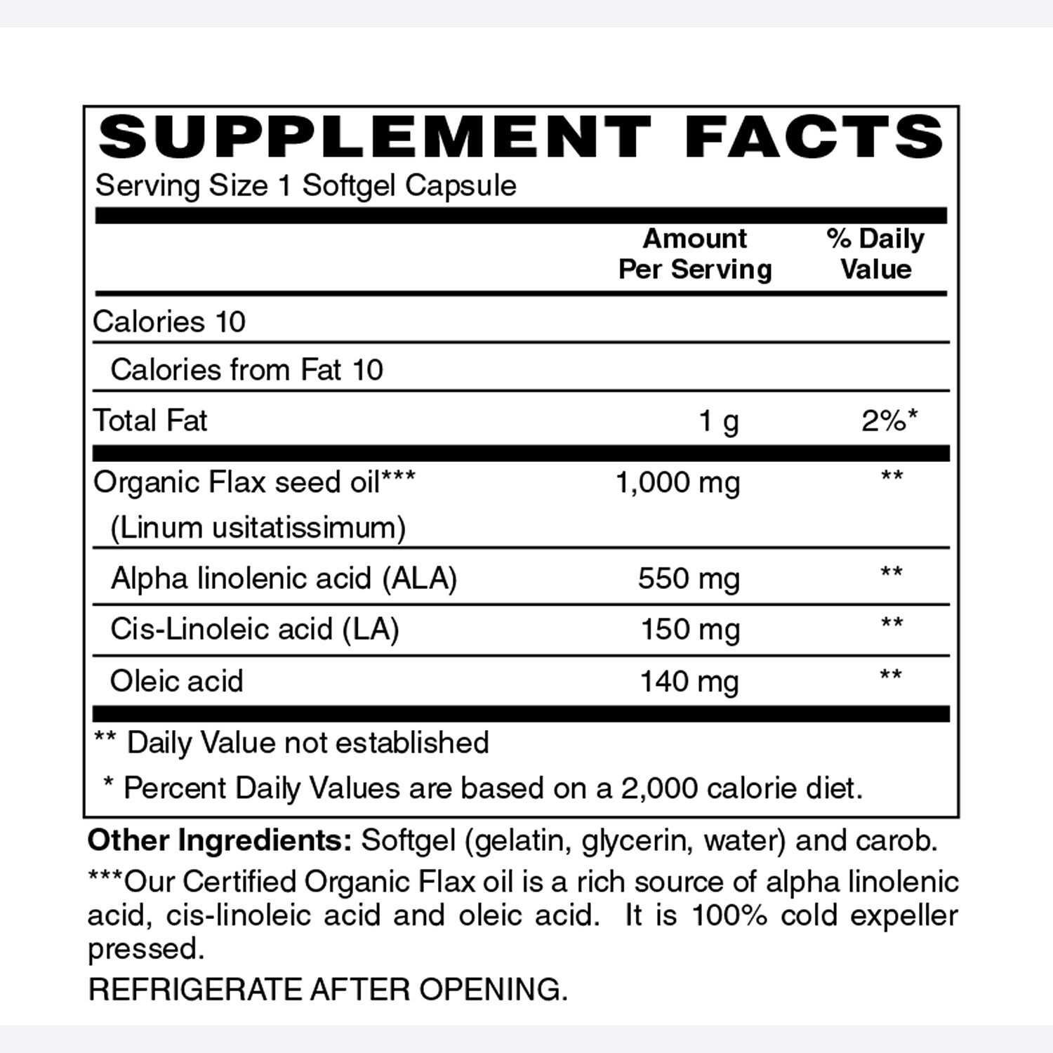 Holly Hill Health Foods, Flax Oil 1000 MG, Organic, Hexane Free, 180 Softgels