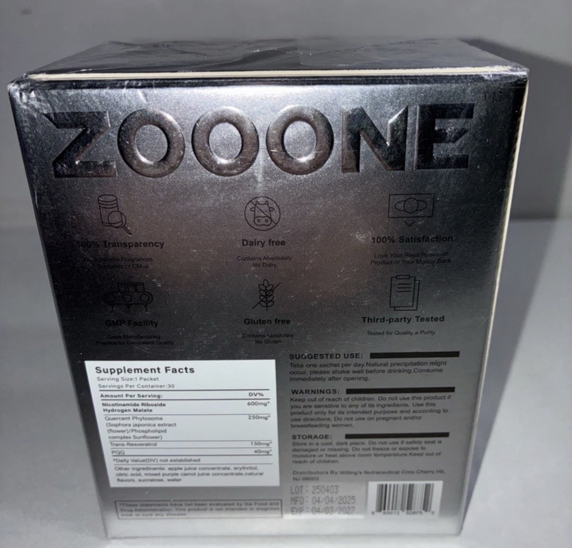 ZOOONE NAD+ 1000mg Powder w/ NR PQQ Resveratrol Quercetin, 30, Cherry