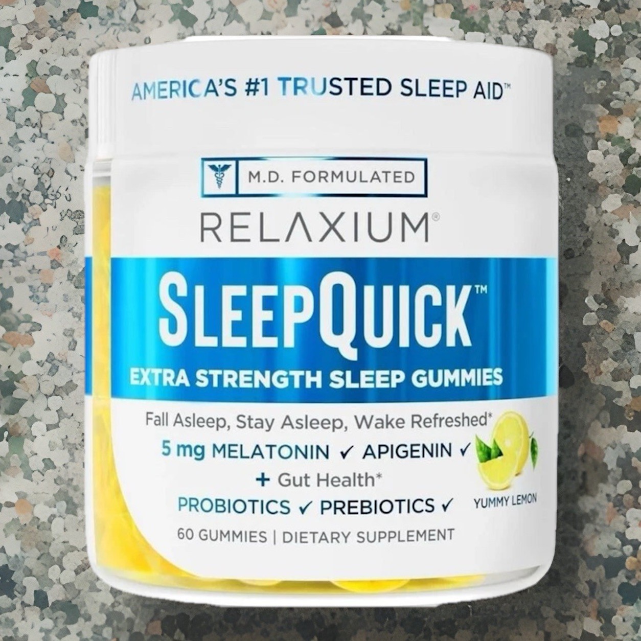 RELAXIUM Sleep Quick Gummies – Sleep Aid Support – Yummy Lemon – 60 Gummies