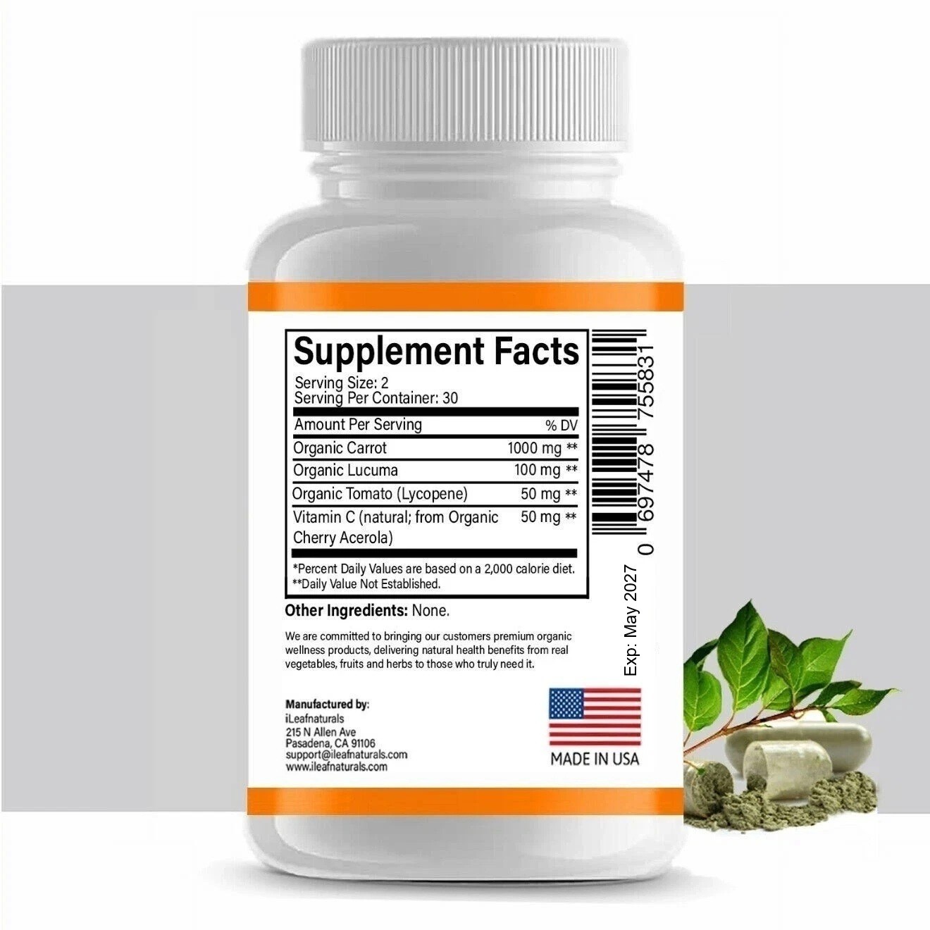 iLeafNaturals Eye Health Support 1200 MG – 60 Veggie Capsules
