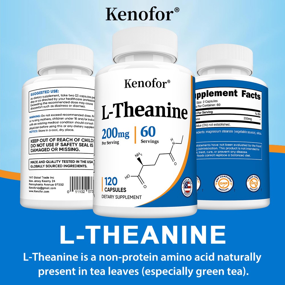 200mg L-Theanine Capsules, Natural Stress & Mood Relaxation Support,120 Veg Caps