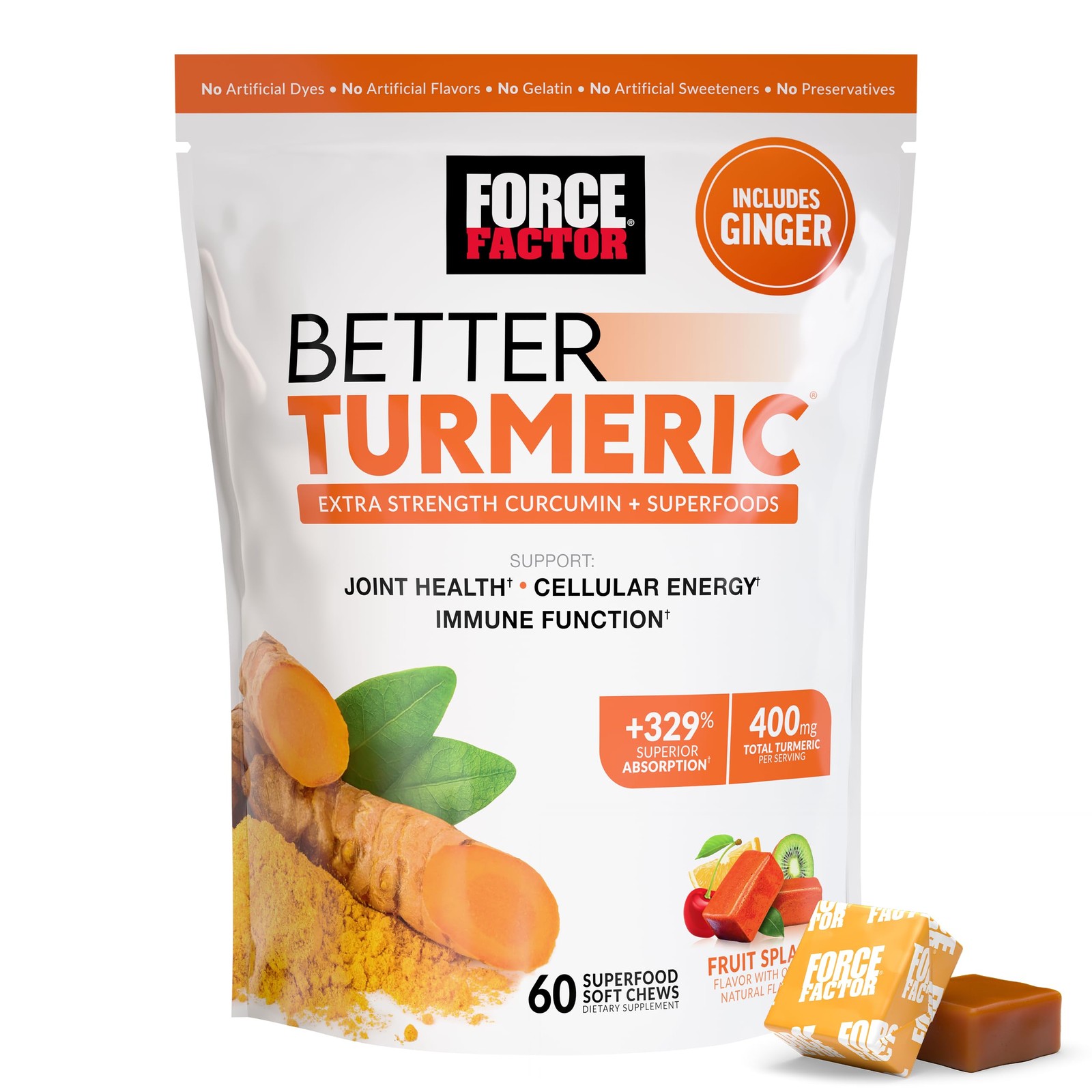 FORCE FACTOR Better Turmeric Supplement 400mg with Black Pepper & Ginger, Ext…