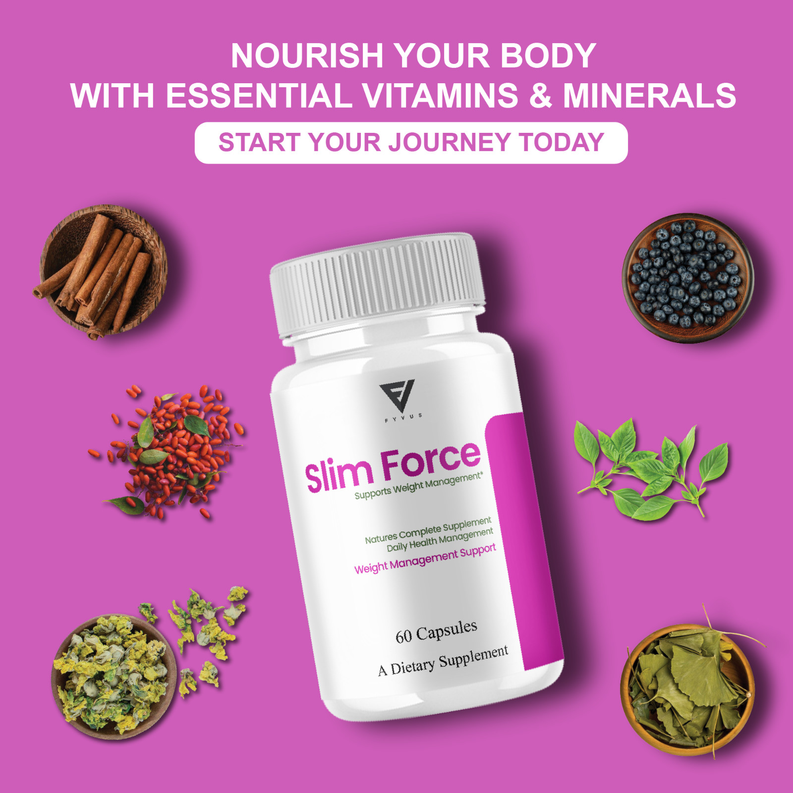 (5 Pack) Slim Force Advanced, SlimForce Weight Management Support (300 Capsules)