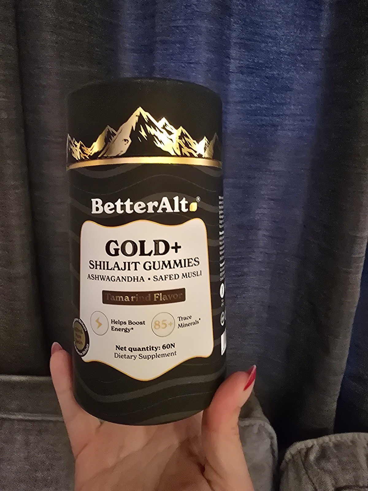 BetterAlt Gold+ Shilajit Gummies, Tamarind Flavor, Energy Support, 60 Count