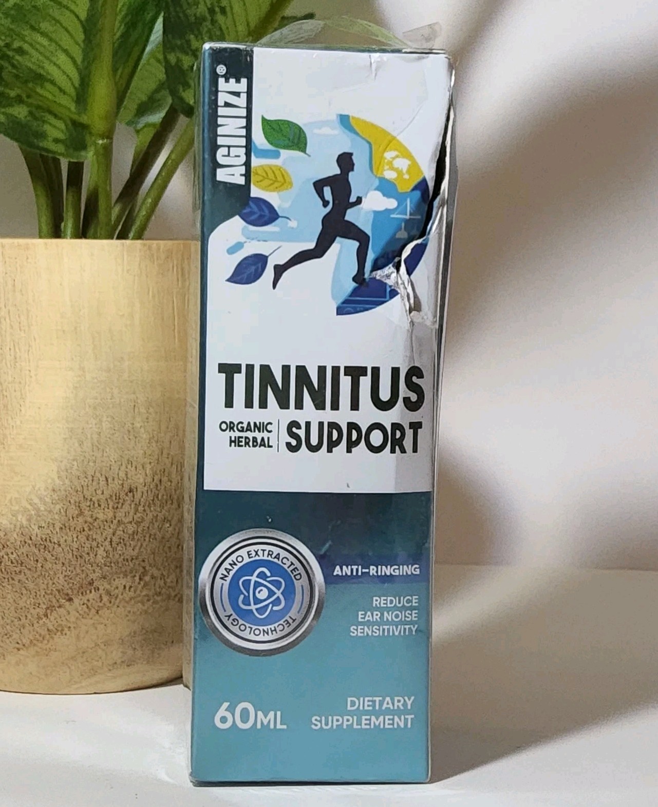AGINIZE Tinnitus Support Drops – Organic Herbal – Anti Ringing 60ml – SEALED BOX