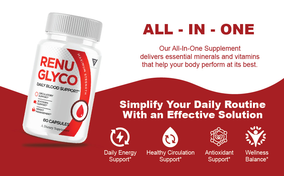 Renu Glyco Daily Blood Support Capsules, RenuGlyco Pills (60 Capsules)