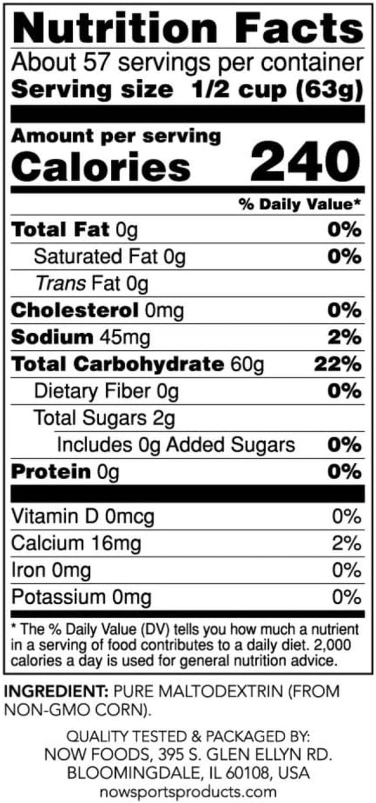 NOW Sports Carbo Gain Powder (Maltodextrin), Rapid Absorption, Energy Production
