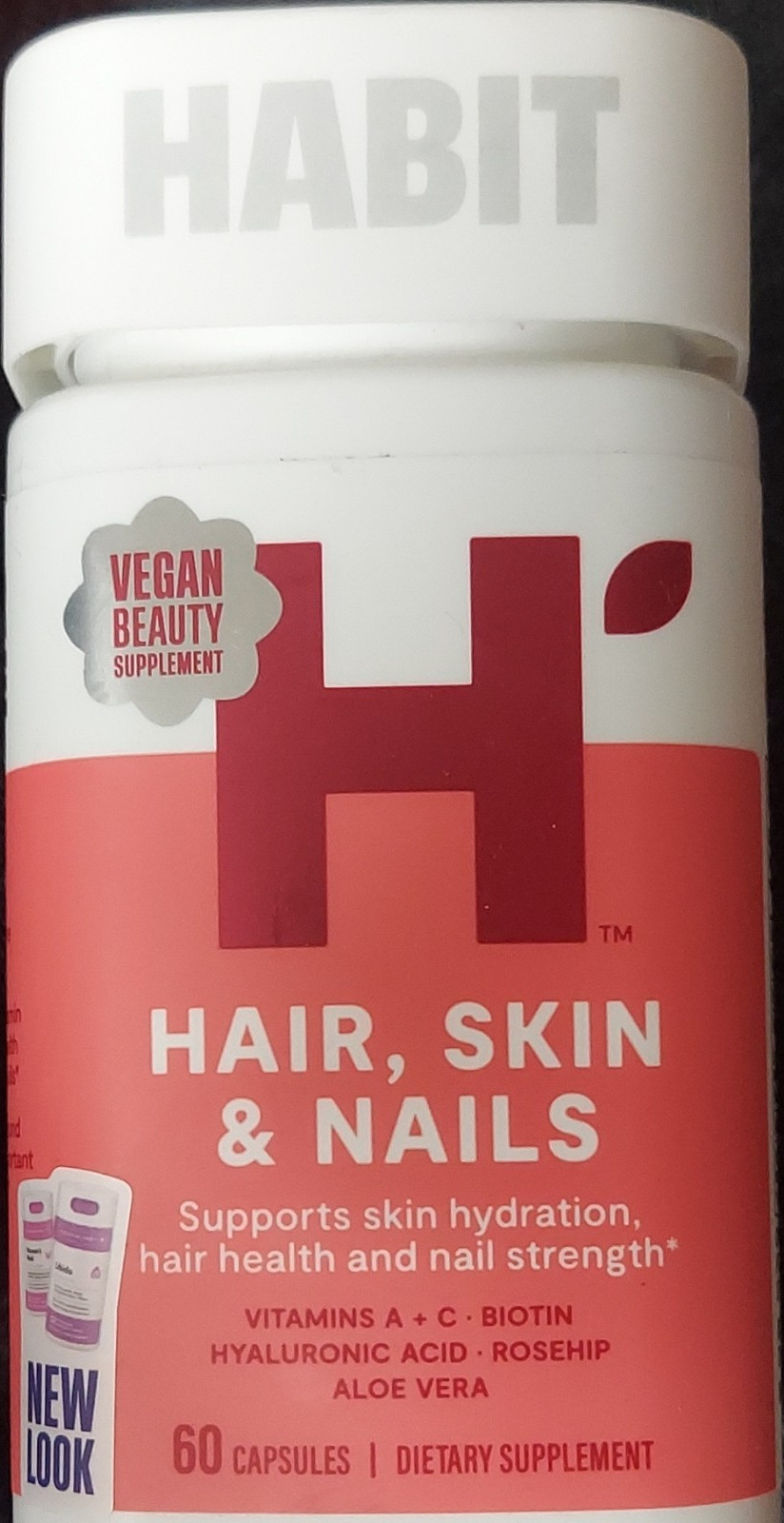 Habit Hair Skin & Nails Vegan Capsules 60ct Biotin Vitamins A+C Gluten-Free