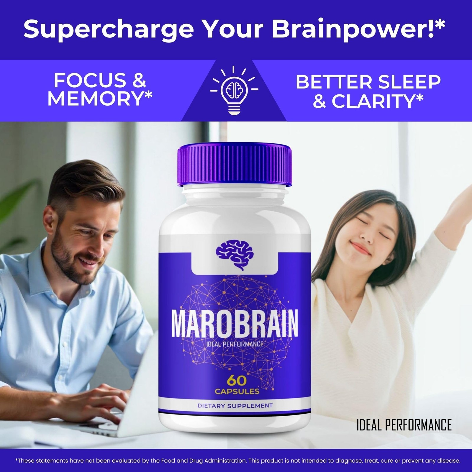 Marobrain Brain Nervous System Health Memory Support Sup – 120 Capsules (2 Pack)