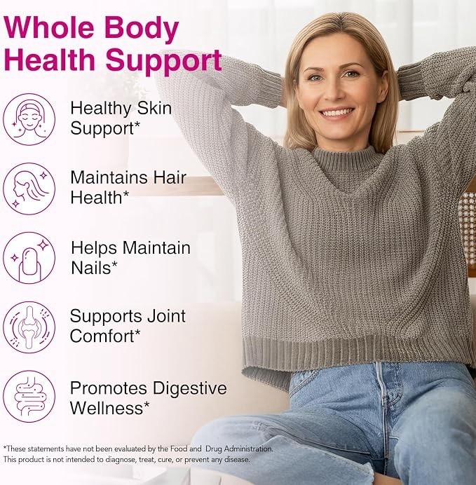 Lenm Multi Collagen Peptides Types I II III V X + Biotin Vit C 240 Caps